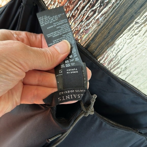 All Saints Charlie Black Midi Slip Dress stretch sleeveless removable straps 10 - Picture 8 of 11